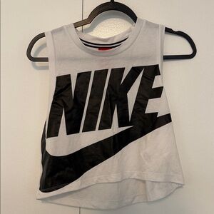 Nike White Tank Top with Large Black Logo